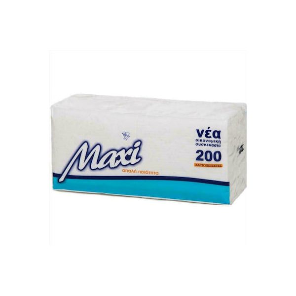 Maxi 200 χαρτοπετσέτες μονόφυλλες 33x33cm