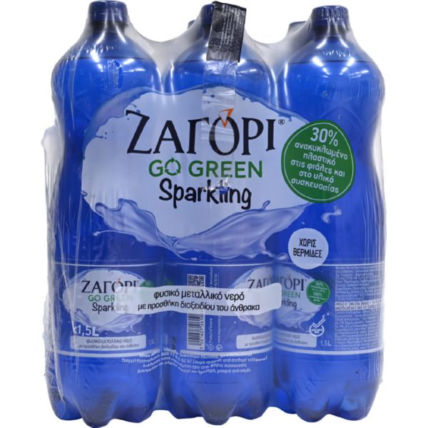 ΖΑΓΟΡΙ Go Green Sparkling Νερό Ανθρακούχο 6x1,5lit.