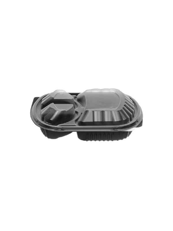 PP Ripple Oval Food Containers MW N.129 with transparent lids 1000ml.
