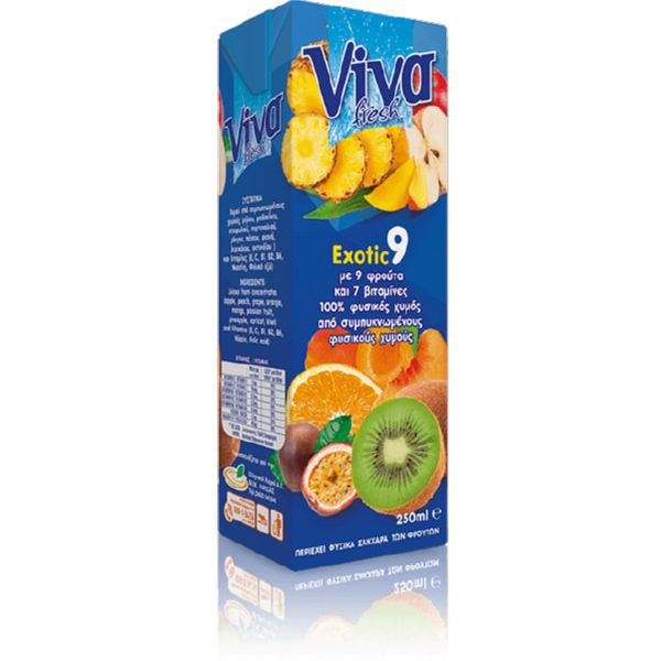 Viva Fresh - 100% Exotic Χυμός 9 φρούτα 7 βιταμίνες 250ml.